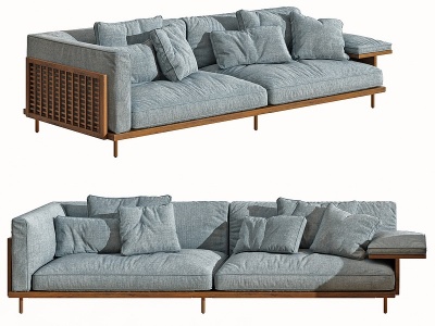 3d新中式双人休闲沙发模型