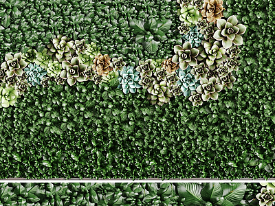 3d现代绿化植物墙模型