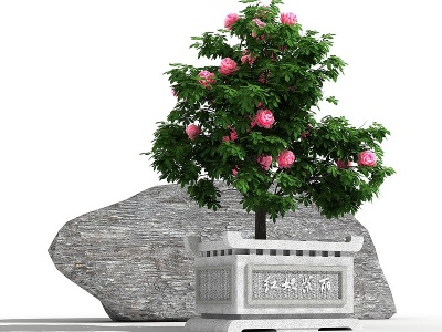 3d石雕花盆模型