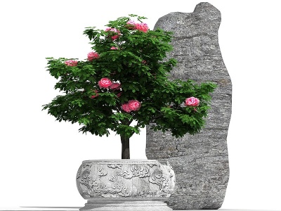 石雕花盆模型3d模型