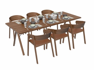 3d餐饮餐桌六人桌模型