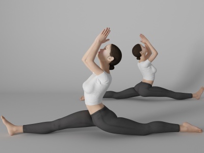 3d瑜伽拉伸劈叉美女人物模型