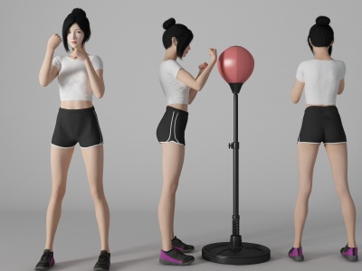 3d瑜伽拉伸健身美女人物模型