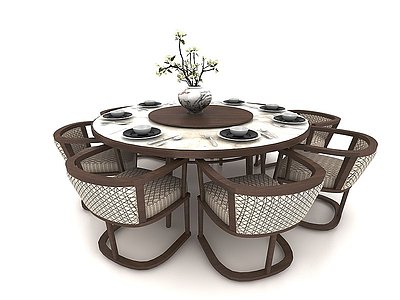 3d中式6人餐桌模型