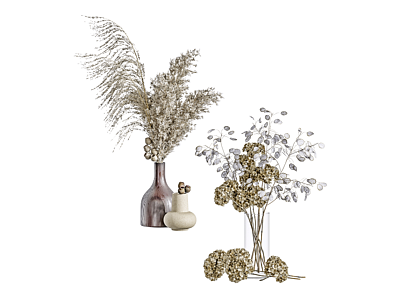 3d现代植物干支花瓶插花模型