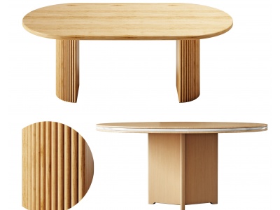 北欧实木餐桌模型3d模型