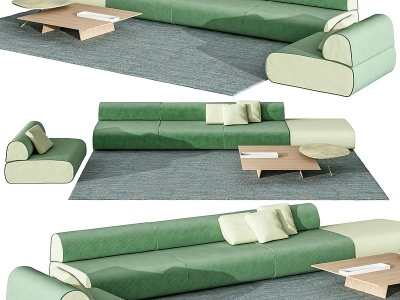 日式多人组合沙发模型3d模型