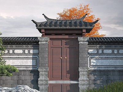 中式庭院门头模型3d模型