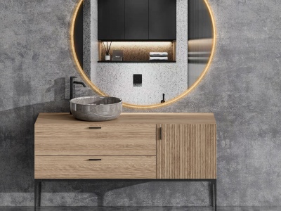 现代洗手台浴室柜模型