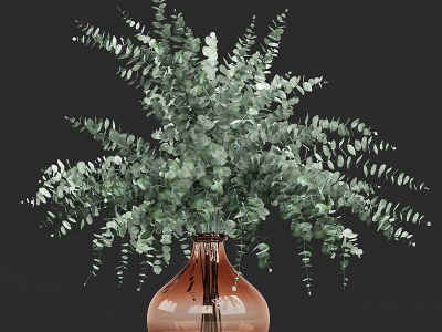 北欧玻璃花瓶植物盆栽模型3d模型