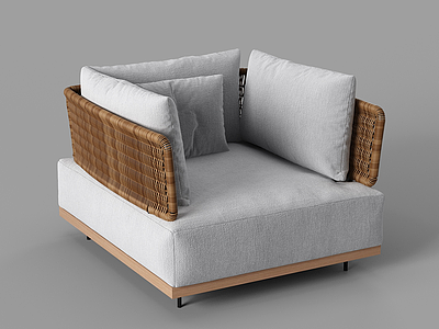 3d现代单人藤编沙发模型