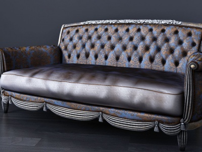 3d美式古典双人沙发模型