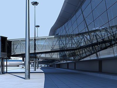 现代机场大楼3d模型