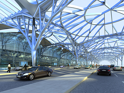 3d现代机场大楼模型
