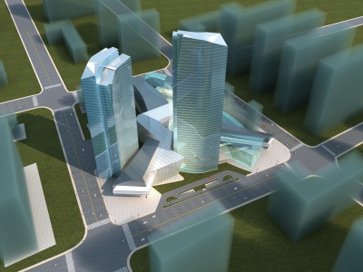 现代玻璃办公楼模型3d模型