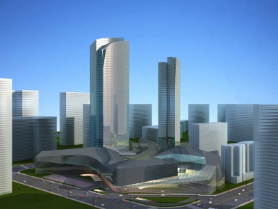 3d现代高层办公楼模型