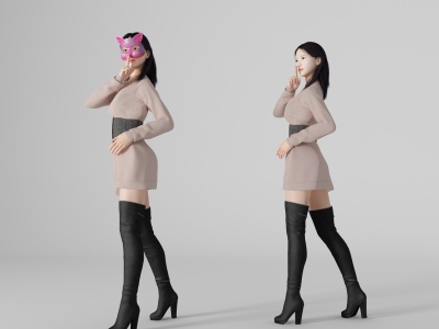面具女郎美女人物模型3d模型
