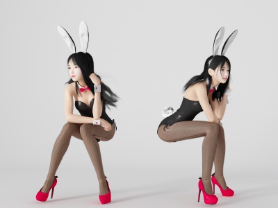 3d兔女郎美女人物模型