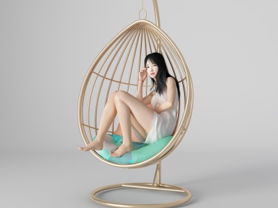 C4D3d吊椅美女人物模型下载模型