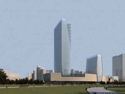 3d现代酒店办公楼模型