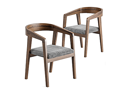 3d现代实木单椅模型