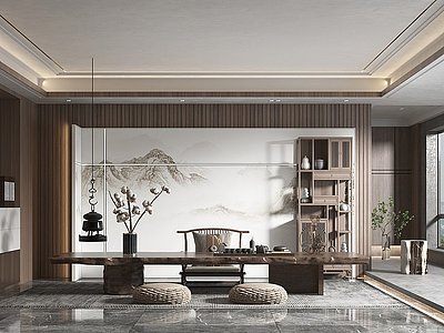 3d新中式风格茶室模型