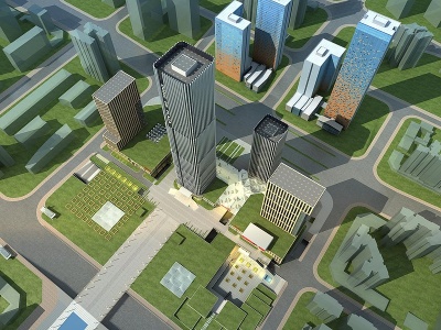 3d现代商业办公楼模型