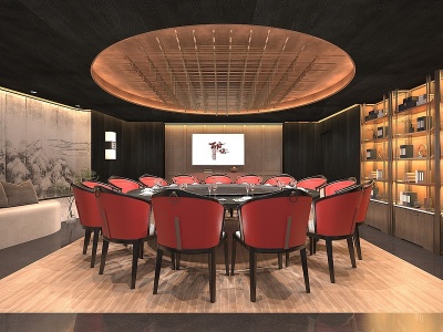 中式风格的餐厅包房模型3d模型