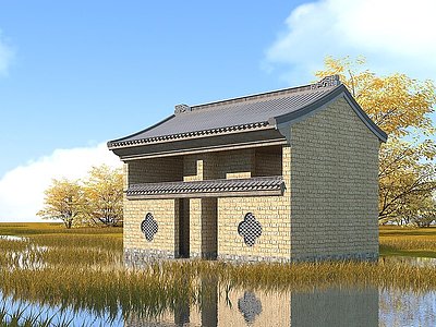 中式公厕模型3d模型