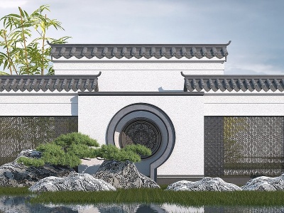 中式影壁墙模型3d模型
