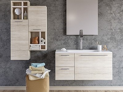 3d现代浴室柜洗手台模型