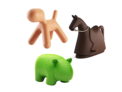 现代儿童木马动物玩具模型