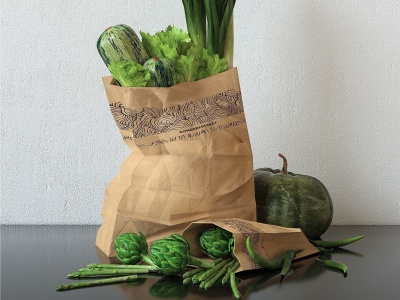 现代蔬菜纸袋模型