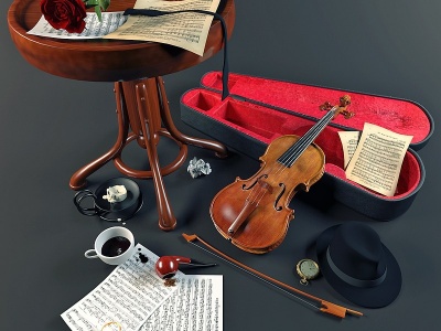 3d<font class='myIsRed'>现代</font>乐器小提琴模型