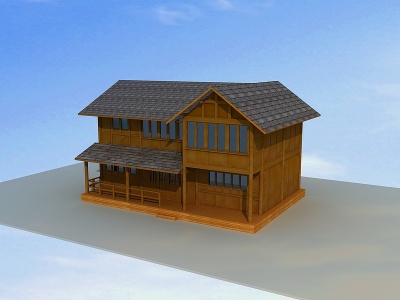 3d四合院木房子模型