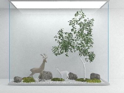 3d现代鹿雕塑景观模型