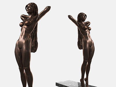 3d现代人体艺术铜件饰品摆件模型