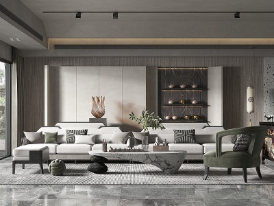 新中式风格客厅模型3d模型