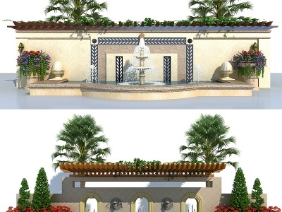 3d欧式景观墙模型