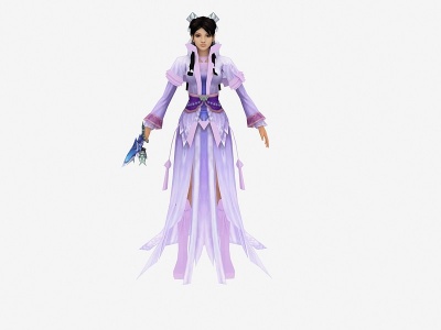 现代游戏紫衣美女模型3d模型