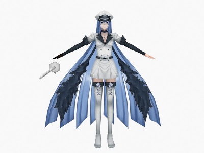 现代游戏角色剑士美女模型3d模型