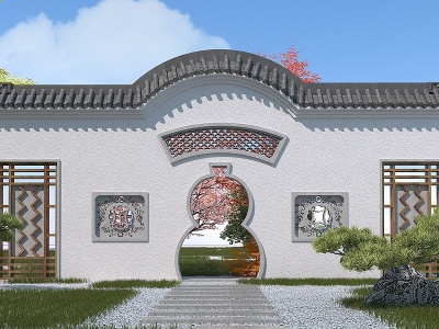 中式园林门窗模型3d模型