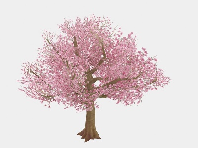 3d现代植物红花树木模型