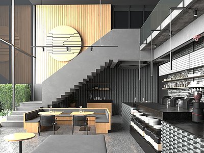 工业风咖啡厅模型3d模型