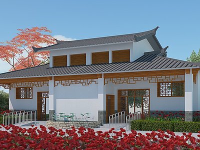 新中式建筑模型3d模型