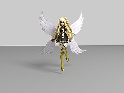 现代游戏角色翅膀美女模型3d模型