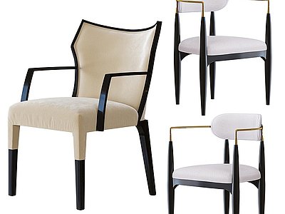 3d新中式餐椅休闲椅模型