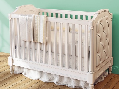 3d简欧婴儿护栏床模型
