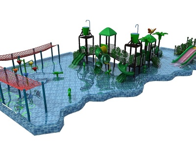 3d兒童樂園水上滑梯兒童泳池模型