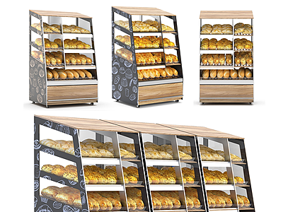 3d工业风面包冷藏展示柜模型